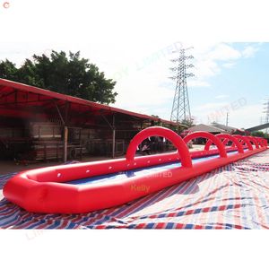Partihandel 15mlx1.5mw (50x5ft) Gratis dörrleverans utomhusspel Aktiviteter Summer Crazy Commercial Grade Giant Inflatable Water Slip Slide med båge till salu
