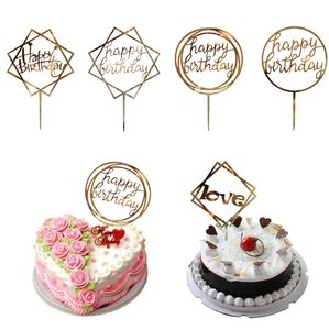 Love Happy Birthday Golden Cake Topper Party Supplies Happy Birthday Cake Toppers för Baby Shower Party Decor2370513