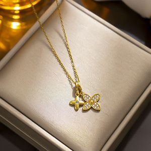 Moda czterech naszyjnik z kwiatem liści tytanowy stal metalowy urok designerski naszyjnik 18k złota platowana biżuteria