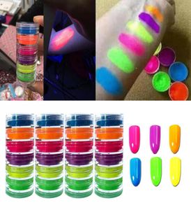 6Color Nail Glitter Powder Neon Pigment Gradient Glitter Iridescent Acrylic Nail Powder Polish Professional Decoration July263908026