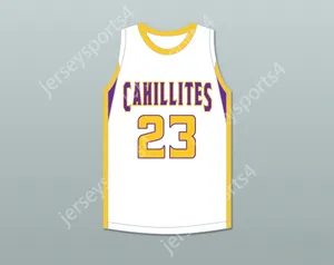 Juventude/crianças personalizadas Jalen Duren 23 Roman Catholic High School High School Cahillites Jersey de basquete branca 4 costura S-6xl