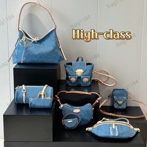 Topp nya Louisevi Luxury Bag On the Go Handbag Vintage Denim Bag CarryAll Tote Crossbody Bum Bag axelväskor Kuvertpaket strandväska handväska designer ryggsäck