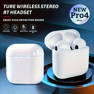 Bluetooth Earchphone Pro 4 TWS bezprzewodowe słuchawki douszne kompatybilny ze słuchawkami 5.0 Wodoodporny zestaw słuchawkowy z mikrofonem dla nauszników dousznych Xiaomi iPhone