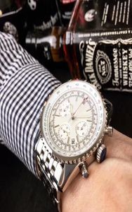 Specjalny kwarcowy ruch OS 1884 Navitimer Chronograph Watch Men Sapphire Crystal White Dial Zespół ze stali nierdzewnej MAŁNE WATM MONTRE 1273098