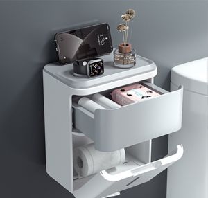 Vävnadslådor servetter Vattentät väggmonterade toalettrullehållare med LED -sensorbelysning Badrumspapperslåda Rack Drop Deli BDESPORTS DHH2D