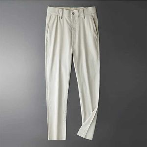Calça masculina Browon Summer Pants Men New Ice Silk Casual Color Solid Troushers Men