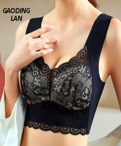 40110KG Women Solid Color Beautiful Back Bras Sexy Lace Large Size Thin Gathered Intimates Traceless Anti Sagging Wireless Bra7398013