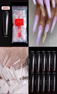 500pcsbag Long Ballerina Nails Clear Natural Coffin False Art Art Suggerimenti Ultra Fishble Fine Full Cover Designs Manicure3179696