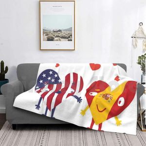 Одеяла Испания Американские и Испанские Флаг Сердца I Эспанол дизайн одеяло для дивана для дивана путешествовать нам