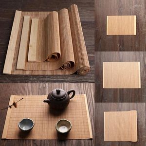 Table Mats Natural Bamboo Runner Placemat Tea Japanese Style Woven Cup Pad Home Cafe Restaurant Decoration