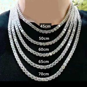 Tennis Hip Hop Iced Out 5mm Herrhalsband 1 Drainage Diamond Necklace Sparkling Crystal Tennis Chain Halsband Mens Smycken Armband D240514