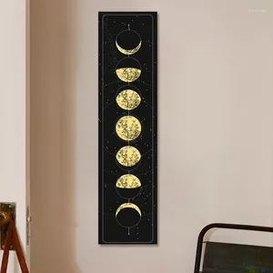 Tapestries Moon Phase Tapestry Wall Hanging Black Boho Room Starry Sky Decoration Sun And Home Decor Print