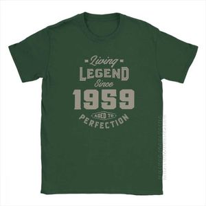 Men's T-Shirts Living Legend Since 1959 Birthday T-shirt Anniversary Gift Vintage Mens Grey Clothing Pure Cotton Q240514