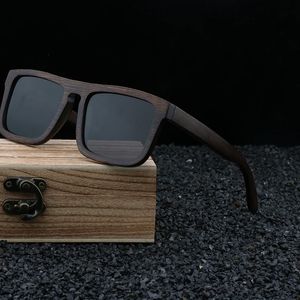 Óculos de sol de madeira de bambu natural de bambu vintage Óculos de sol polarizados para homens de designer retrô de fêmeas Quadro quadrado de alto padrão 240515