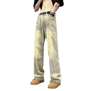 Projektant Vintage myjni proste dżinsy Mężczyźni luźni proste wsprezentanowane uliczne spodnie robocze dżinsowe długie spodnie swobodne dżinsy męskie spodnie damskie dżinsowe dżinsy m-3xl