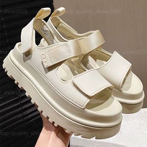 Projektant Golden Glow Sandals Platforma Platforma Kobiety Sandały Wysokiej jakości suwaki Kryształowe cielę skórzane buty swobodne Platforma Platforma Summer Wygodne buty plażowe