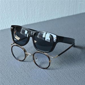 Solglasögon Evove Clip Polariserade skyddsglasögon Män Kvinnor Kör nyanser Anti Glare Black Lens för manlig fyrkantig passform över glasögonram