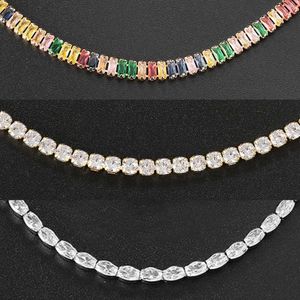 Tennis Geometric Crystal Sexy Tennis Necklace for Women Kpop Iced Cubic Zirconia Necklace for Womens Trends Jewelry Gifts d240514