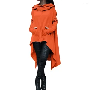 Kobiety z kapturem Pure Color Long Hoodie European and N Fashion Trendy 2024