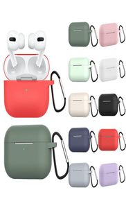 DHL Newest Thick Liquid Silicone Cases Waterproof for Apple AirPods Pro with Metal Buckle 12 Colors Optional Earpbuds Case6077522