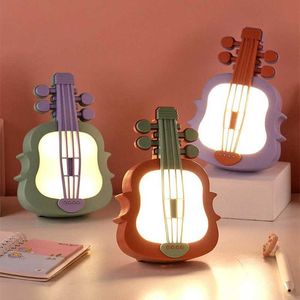 Bordslampor LED Night Light Violin Lamp USB Laddningslampa Natt Foderlampor RGB Color Night Lighting For Bedroom Bedside Table Lighting