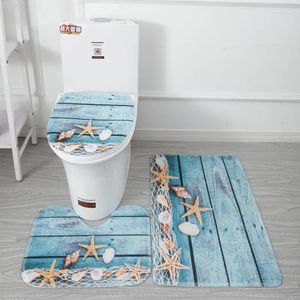 Maty do kąpieli 3PCS Dywaniki przeciw poślizgowi dywan łazienki Ocean podwodna światowa mata toaletowa Pokrywa Produkty