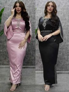Etnisk klädkväll för kvällsfest Diamonds Muslimska kvinnor Abaya Split Slim Vestidos Dubai Arab Turkiet Ramadan Abayas Caftan Kaftan Eid Elegant T240515