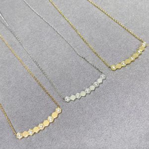 Honeycomb necklace Honeycomb set diamond interval diamond pendant Titanium steel rose gold timeless collarbone chain Light luxury gift for women