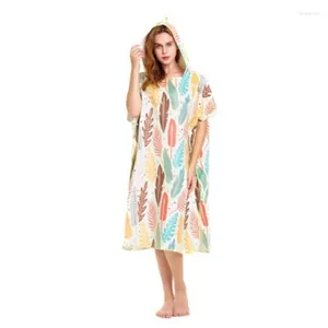 Toalha Cape Cape Double Side Velvet Velves Imprimir Água Absorvente Moda Mudança de Bath Robo Passe as férias de Férias Rápido seco