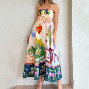オーストラリアドレス女性ファッショングラフィティプリントビッグスイングホリデー休暇ストラップドレス無料船