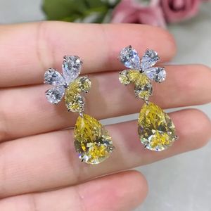 Cut Lab Topaz Diamond Dangle Earring Gioielli 925 Sterling Silver Party Orecchini a goccia per le donne Regali di fidanzamento