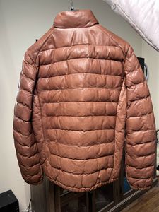 Designer Men Downs Winter Real Leather Coat Brown Down Down