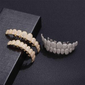 luxury fashion customization moissanite set hip hop upper and lower teeth full diamond teeth set bling tooth grills for men accessories