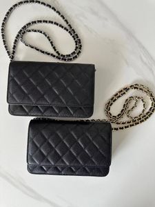 10A Designer Upgrades Magnetic Buckle Handle Chip Certification Mini Caviar Sheepskin Women's Chain Wallet with Box Wallet Shoulder Bag Crossbody Bag 100