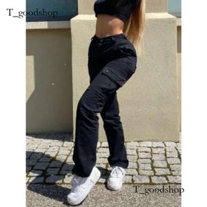 2023 Ropamujer Kvinnor Solid Color Workwear Pants med flera fickor Casual High midja Fashionabla mångsidiga Tro Herrlastbyxor -8878 5CA