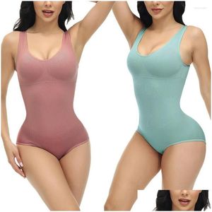 Women'S Shapers Womens Abdomen Butt-Up Bodysuit Tummy Control Shapewear Seamless Bifting Body Shaper For Ladys Scpting Clothes Drop Dhhns