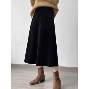 Skirts Womens Autumn A-Line Skirt High Waist Thick Velvet Warm Skirts High Quality Winter Skirt Femme Faldas Jupe Saia Y240513