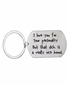 Keychains 12PC/Lot I Love You Keychain Dog Stainless Steel Keyring For Couple Girlfriend Boyfriend Wife Husband Key Chain Funny Gifts8260800