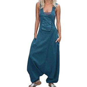 Women's Jumpsuits Rompers Womens strapless jumpsuit sleeveless harem pants loose side pockets work clothes long jumpsuit casual fabric womens retro jumpsuitL2405