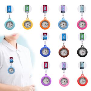 Andra klockor Square Prime Clip Pocket Nurse Fob Watch med Second Sile On Lapel Brosch Quartz Movement Stetoskop Infällbart D OTWPA