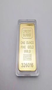 Non Magnetic Credit Suisse Ingot 1oz Gold Plated Bullion Bar Swiss Souvenir Coin Gift 50 x 28 mm med olika seriella laser numbe4495216
