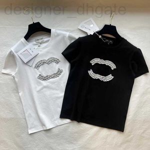Women's T-Shirt designer Designer T-shirt Pearl Letter Casual Fashion Soft Comfortable Summer Cotton Slim Short Sleeve Tops LG6P