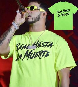 メンズTシャツラップシンガーAnuel AA 2023コンサートプリントTシャツReal Hasta La MuerteアルバムMens Hip-Hop特大の短袖Q240514