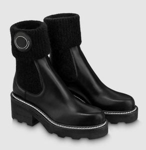 Winter Brand Women Beaubourg Ongour Boots Black Calfskin Leather Comabt Boot Rubber Lug Sole Comfort Lady Booty Martin Booties Part6367245