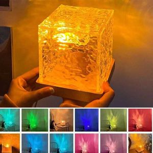 Table Lamps Dynamic Rotating Water Ripple Night Light Atmosphere Lamp Romantic Rotary Rose Atmosphere Table Lamp for Bedroom Decoration