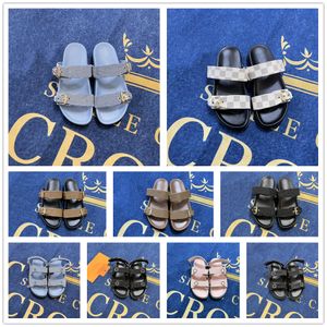 Роскошные сандалии мужчины женские дизайнерские тапочки Paseo Slides Fashion Flat Denim Кожаная черная черная белая коричневая темно-синий Neuede Man Platform Summer Beach Flip Flops Scuffs 35-42