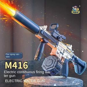 Gun Toys M416 Водяной пистолет электрический пистолет Стрельба для освещения игрушечный пистолет полный автоматический летний бассейн пляжный пляжный игрушка для детей Детские мальчики для девочек для взрослых T240513