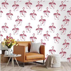Wallpapers White Pink Flamingo Peel And Stick Wallpaper For Home Living Room Kitchen Wall Decor Removable Contact Paper Boho