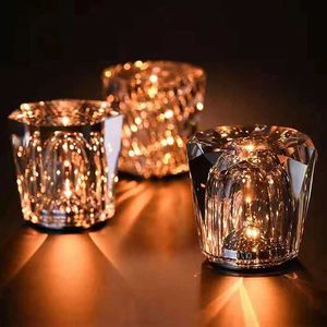 Lampy stołowe kryształowe lampa diamentowa LED ładowna restauracyjna lampa stołowa sypialnia sypialnia Dekoracja Atmosfery Light
