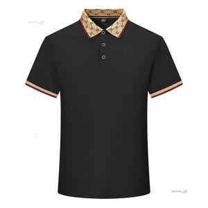 2024 Camisa de pólo de alta qualidade de grife de alta qualidade para camisa de manga curta de alta qualidade para o verão masculino meio com mangas de gelo sólido seda de seda pólo camiseta top 111